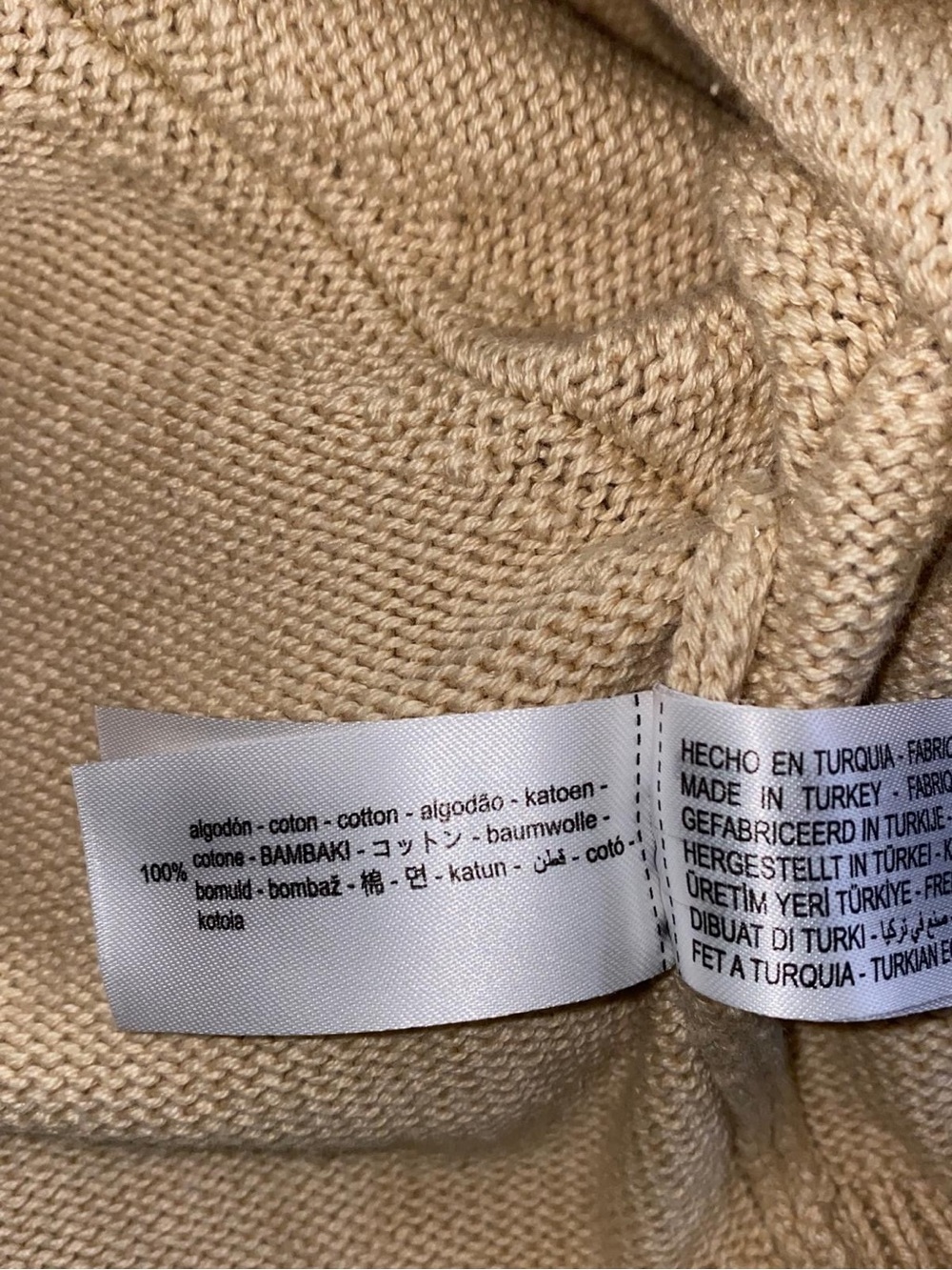 ZARA 100% cotton Knit Sweater Raglan Sleeve Ribbed Trim oatmeal granola color - Picture 11 of 11